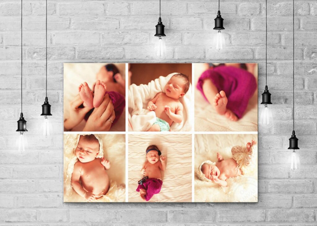Photo Collage Canvas Print, Personalized collage canvas, baby photos collage, baby room decor