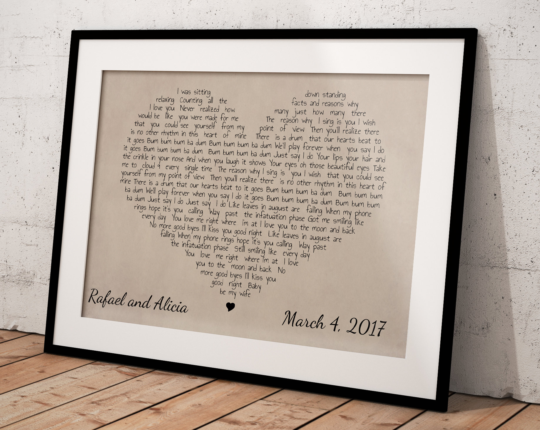 Heart Shaped Song Lyrics Custom Canvas Print