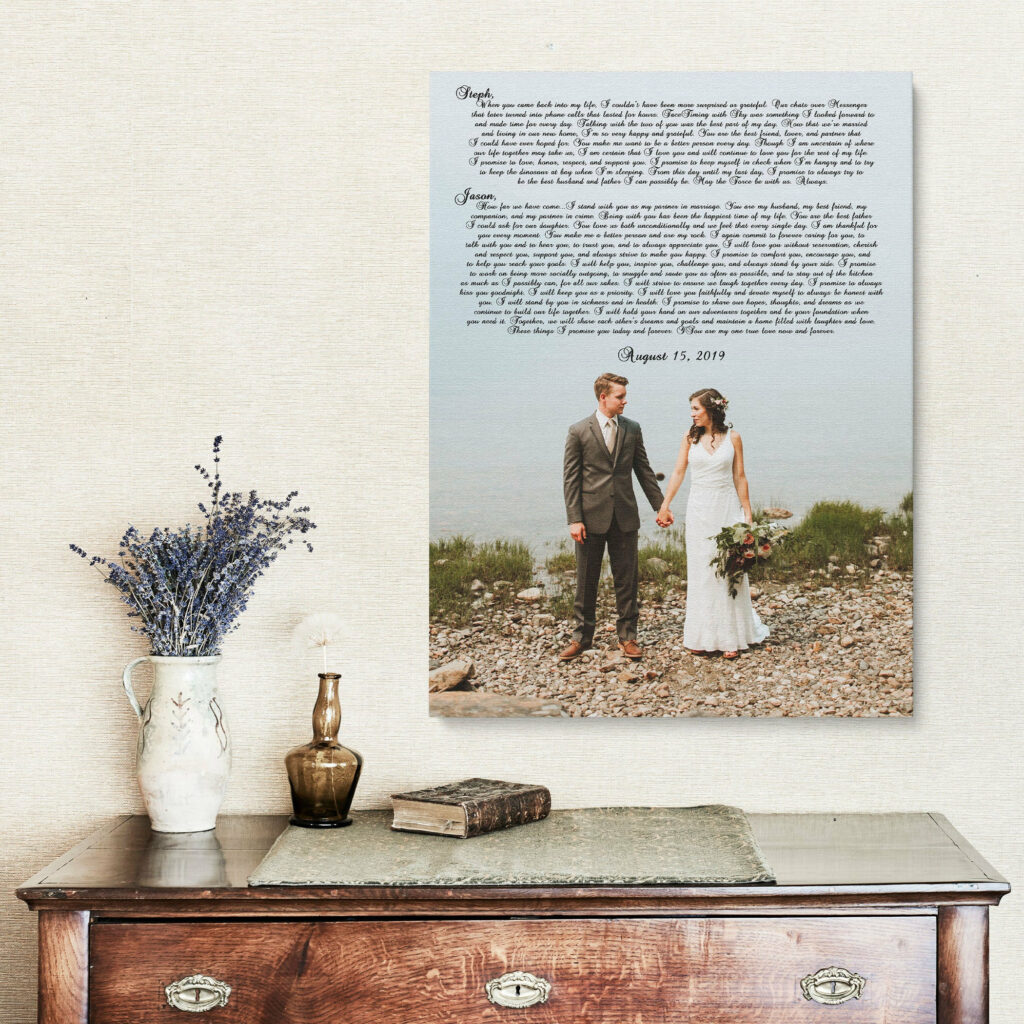 Wedding Photo and vows canvas, Wedding vows canvas, Wedding vows print